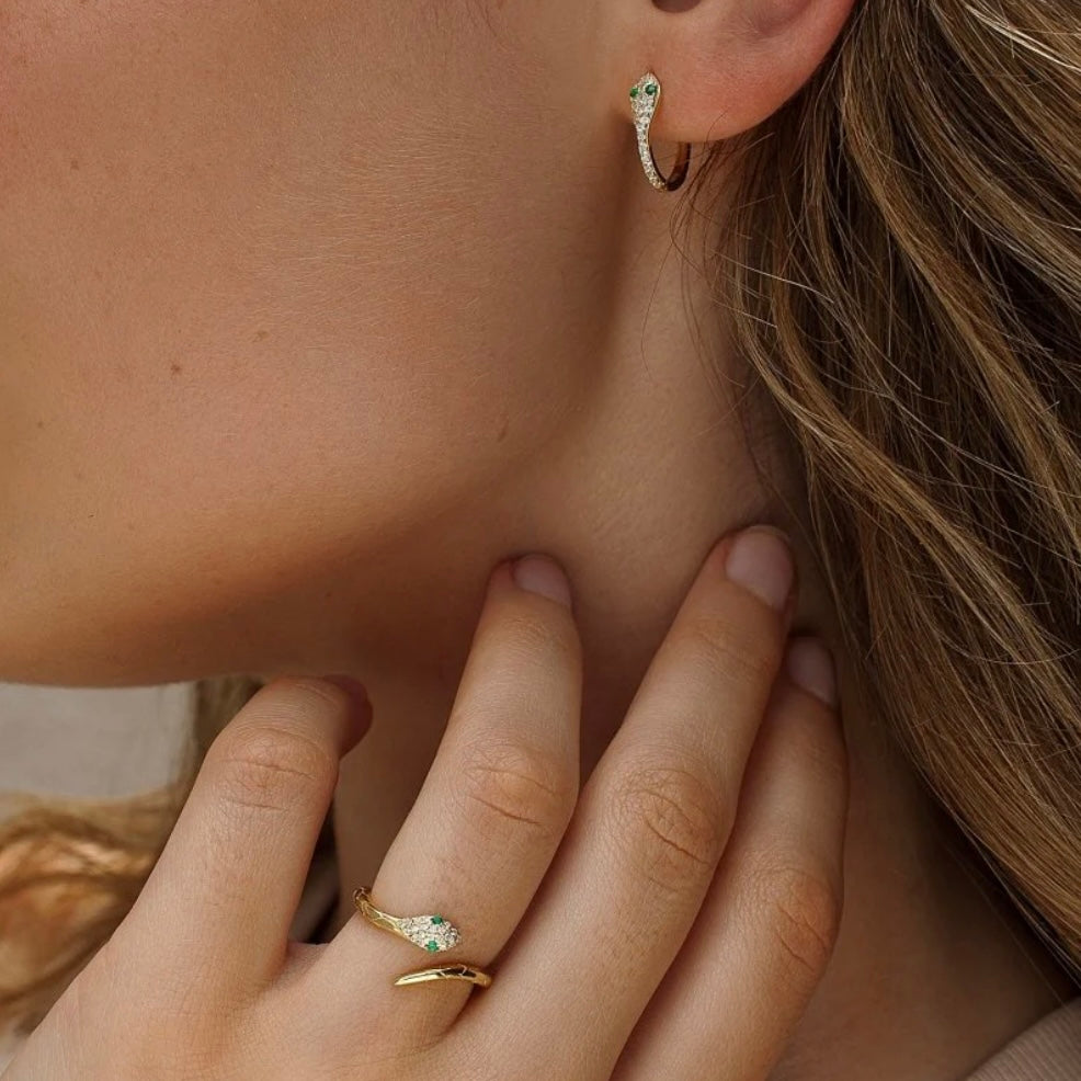 Lineargent anello con design a forma di serpente in argento