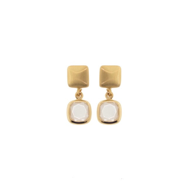 Aquaforte orecchini mignon con pendente quadrato in madreperla 8x8mm