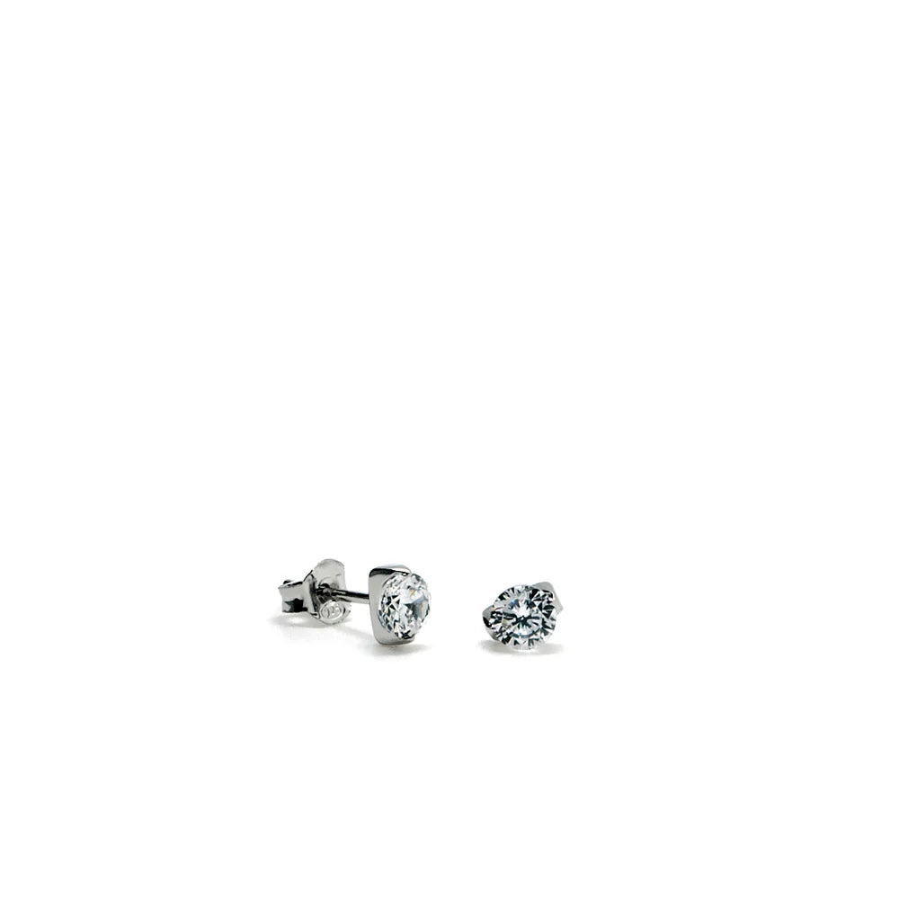 Lineargent piccoli orecchini con zirconi e fermaglio a graffette