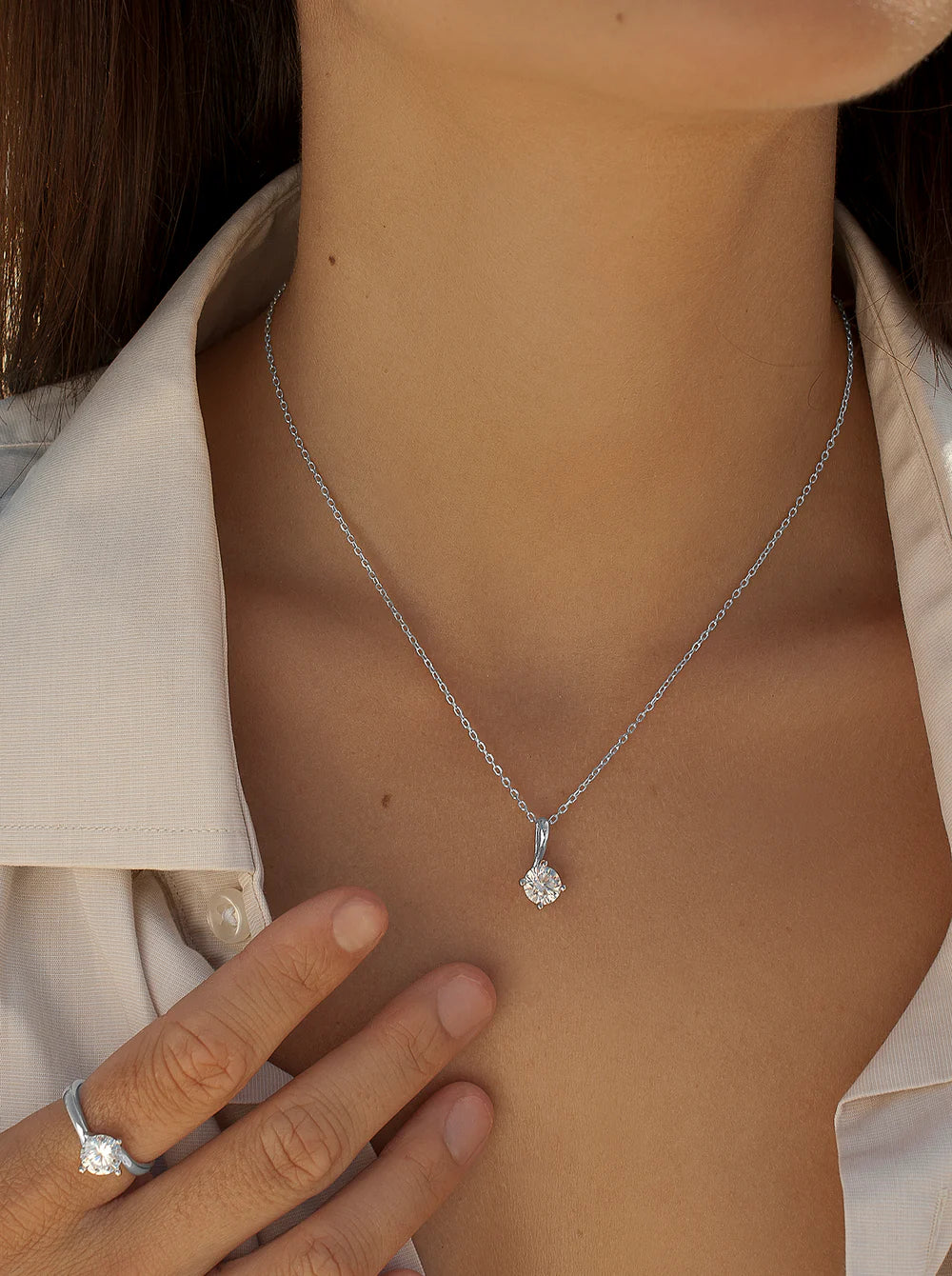 Lineargent Pendente in argento con zircone