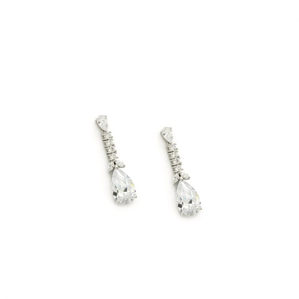 Lineargent Orecchini in argento con design a foglie e goccia in zirconi