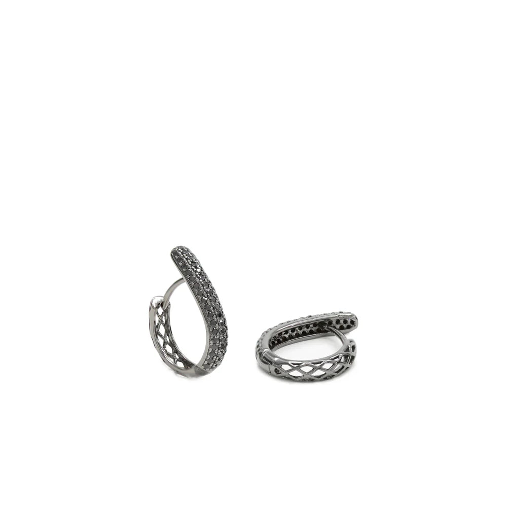Lineargent piccoli orecchini a cerchio con montatura in zirconi a forma di goccia
