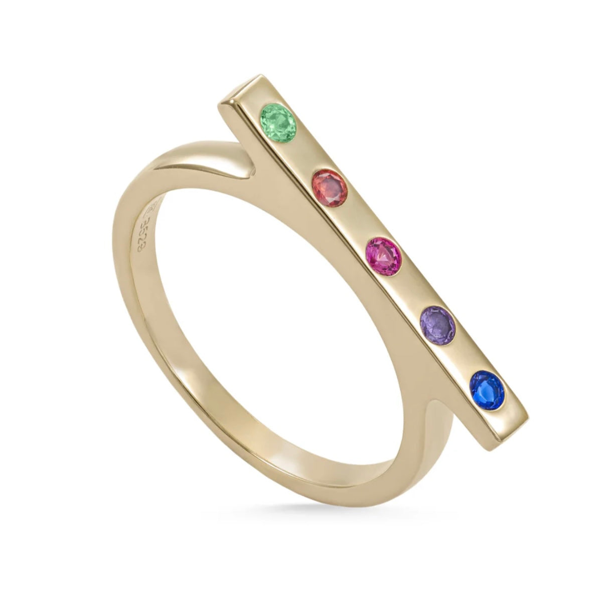 Lineargent anello con pietre d’argento disegno emme multicolor