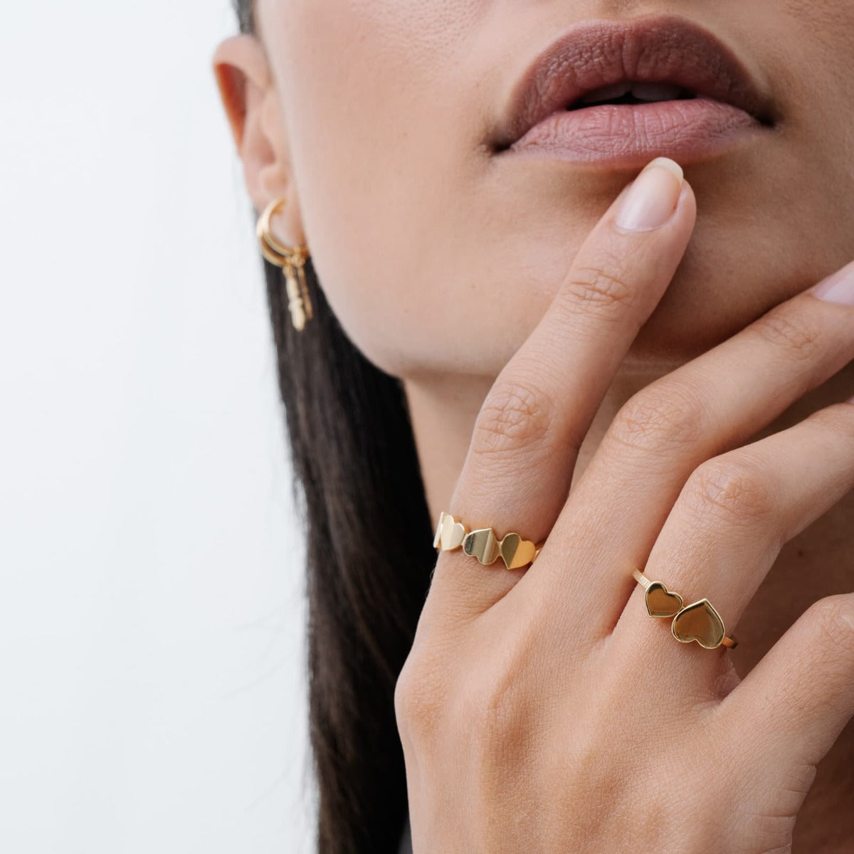 Anello in oro con cuore grande e piccolo