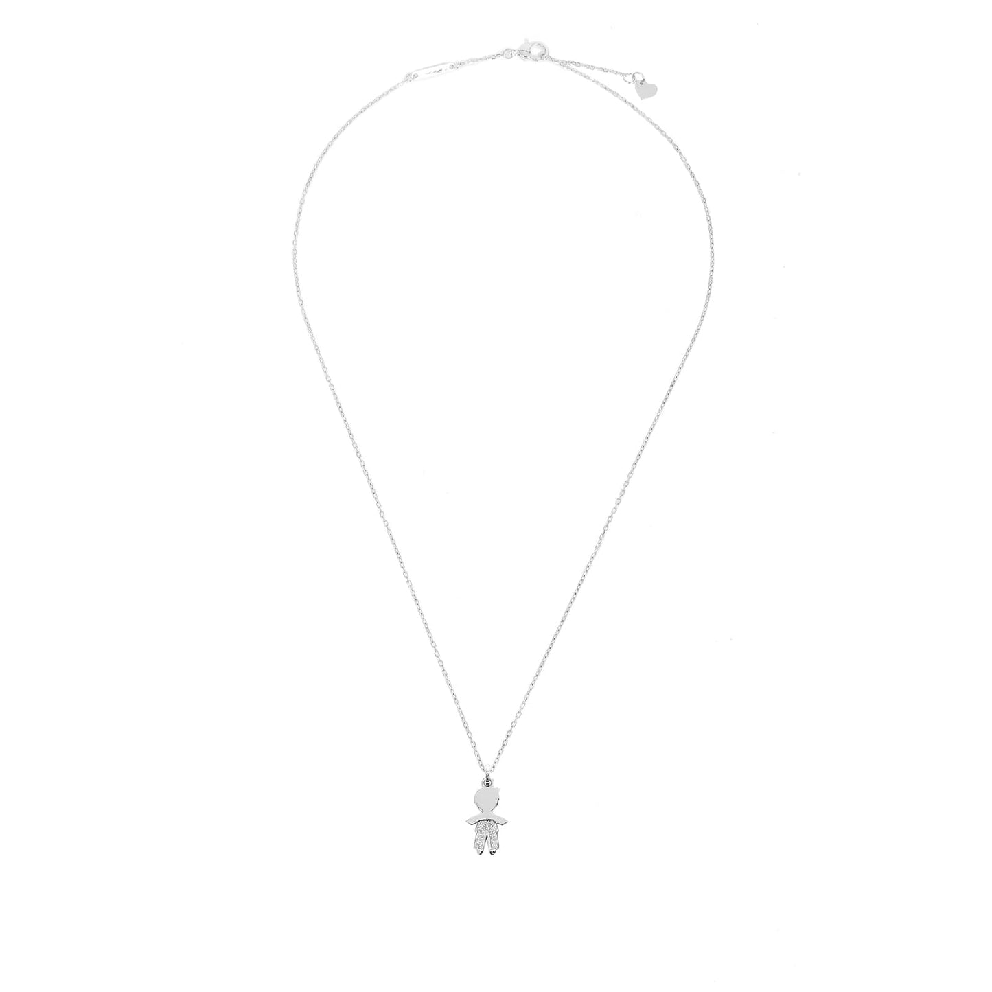 Unoaerre collana in oro bianco con pendente bimbo e diamanti