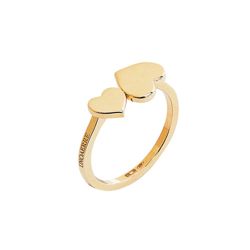 Anello in oro con cuore grande e piccolo