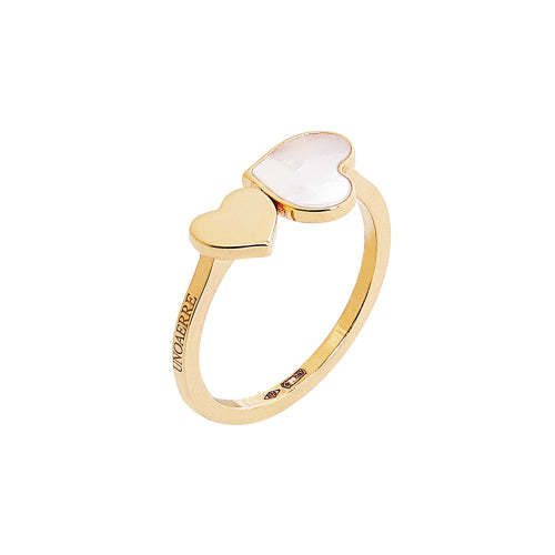 Unoaerre anello in oro con cuori e madreperla
