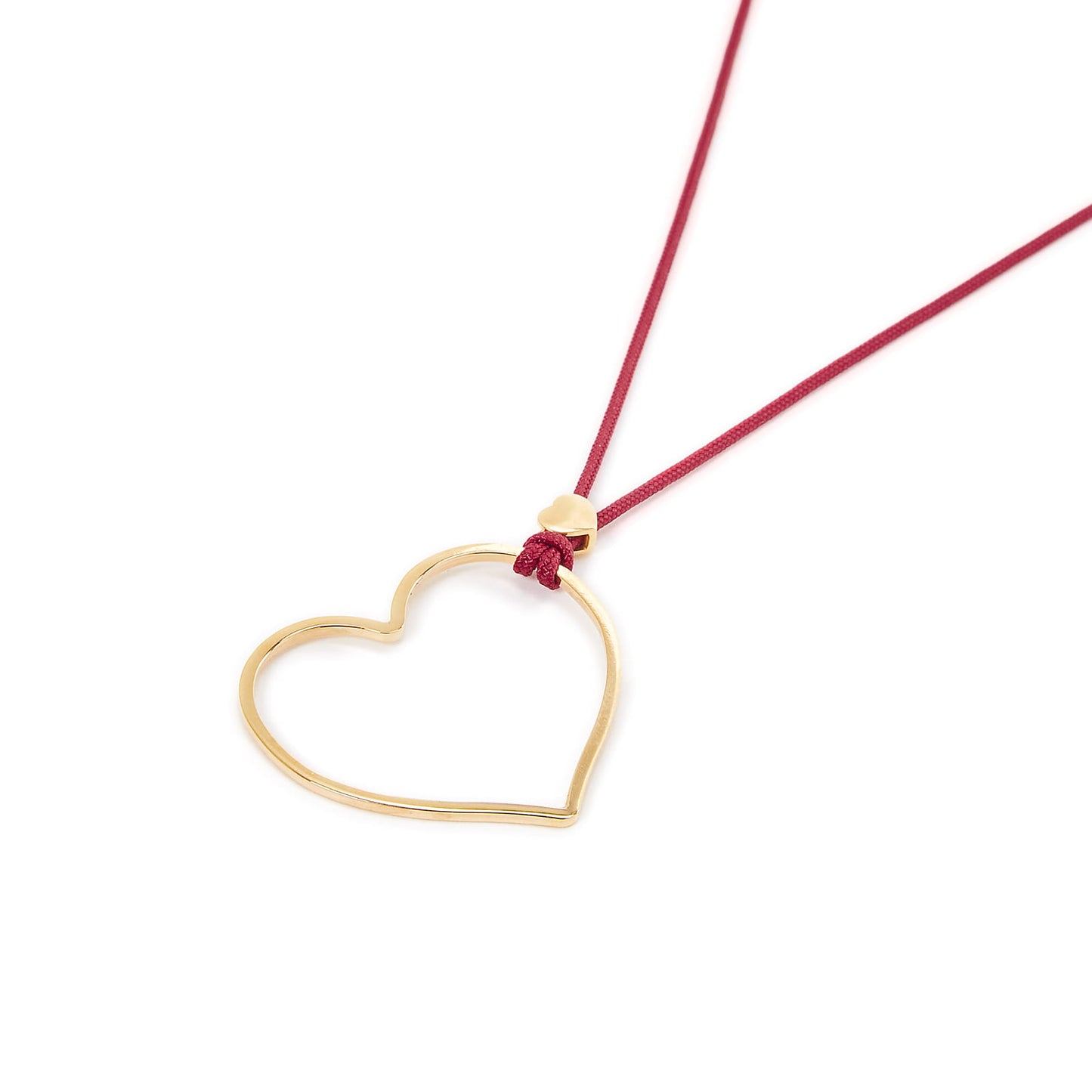 Collana con pendente cuore in oro e cordino rosso