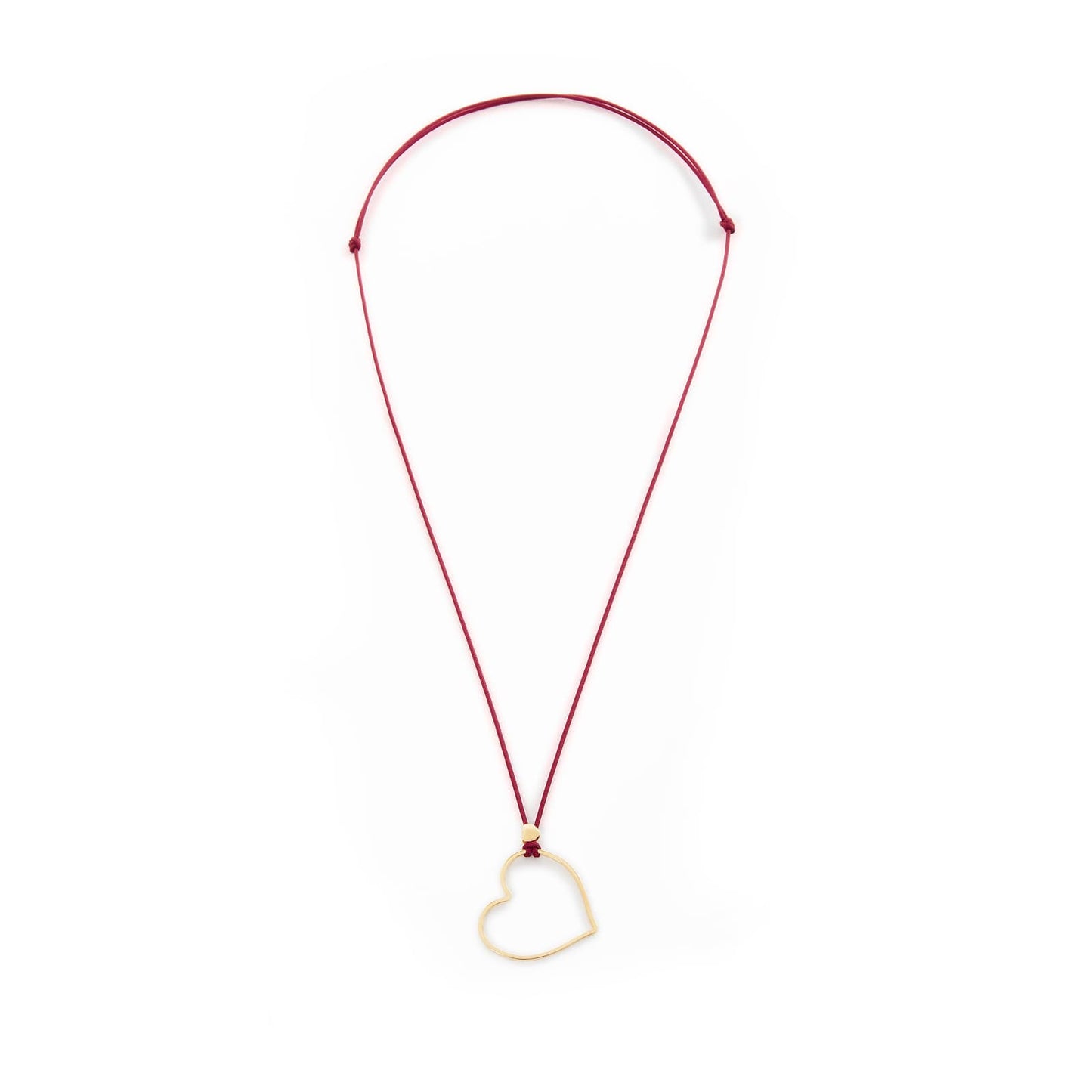 Collana con pendente cuore in oro e cordino rosso