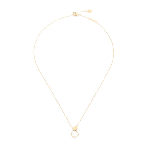 Collana in oro con cuori in oro e madreperla