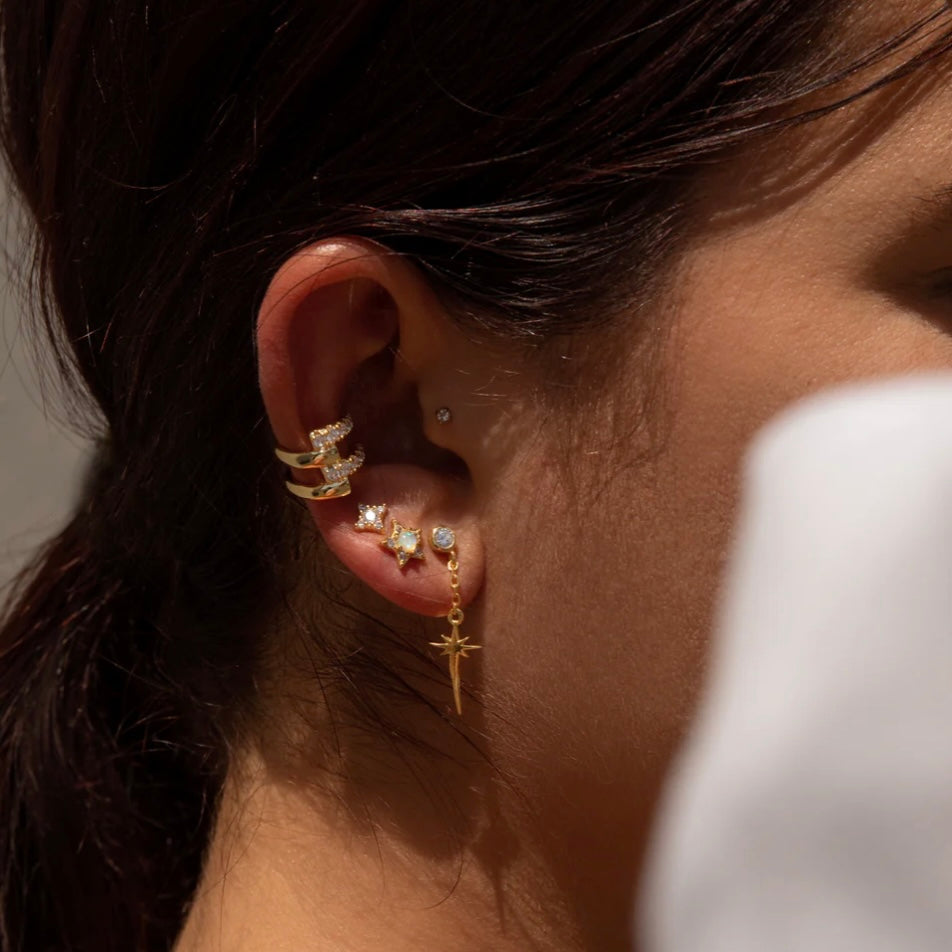 Lineargent confezione di piercing a forma di stella d'argento