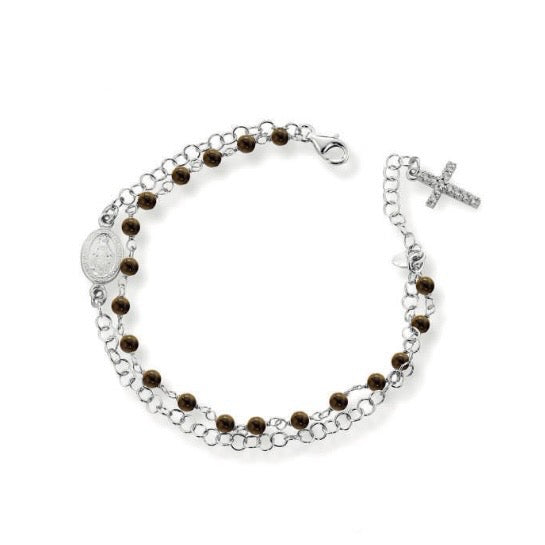 Ananda 925 bracciale rosario marrone