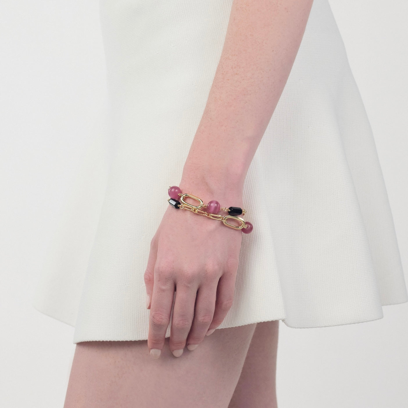 Unoaerre bracciale Gipsy con sfere rosa
