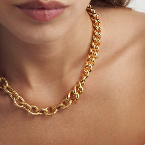 Unoaerre Collana in bronzo dorato