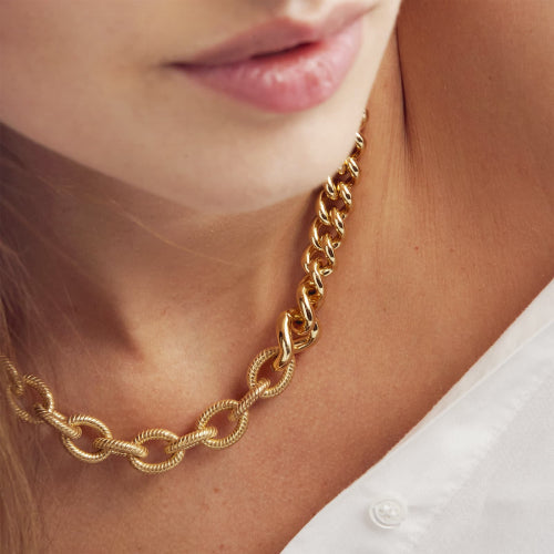 Unoaerre Collana in bronzo dorato