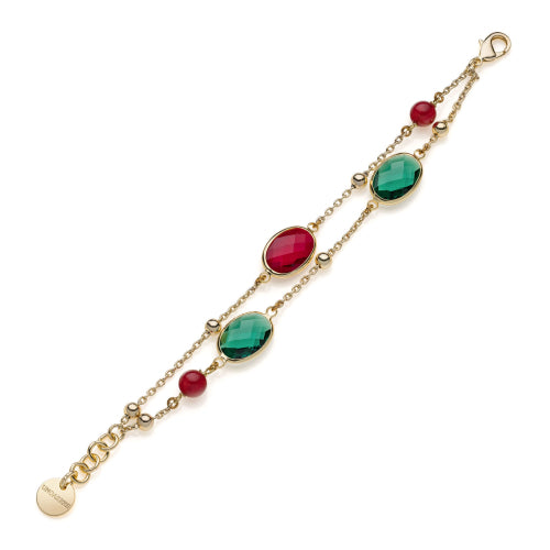 Unoaerre Bracciale con pietre rosse e verdi Jaipur