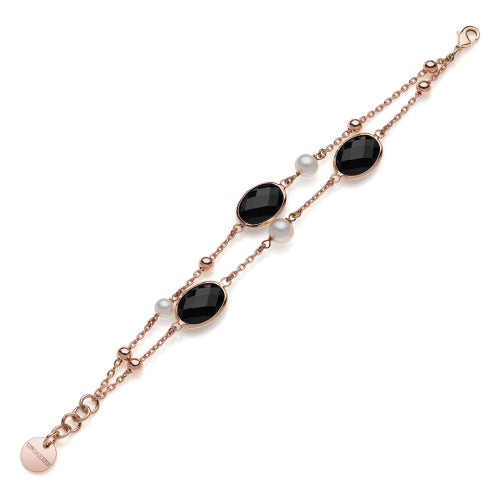 Unoaerre Bracciale con pietre nere e perle Jaipur