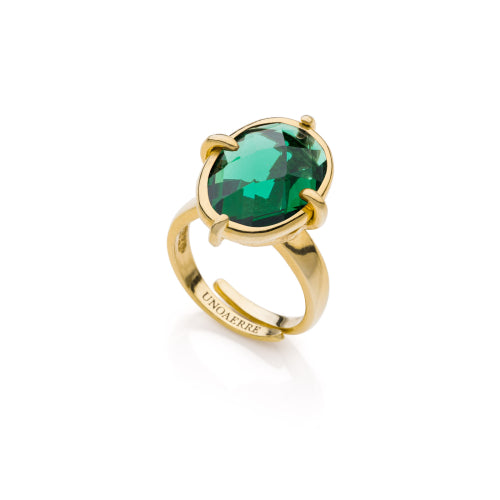 Unoaerre Anello con pietra verde Jaipur