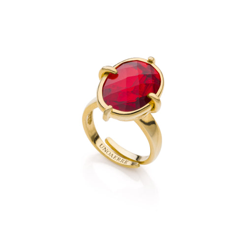 Unoaerre Anello con pietra rossa Jaipur