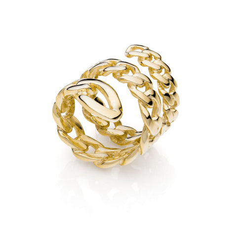 Unoaerre Anello a spirale in catena dorata