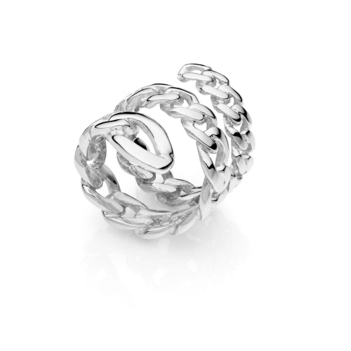 Unoaerre Anello a spirale in catena argentata