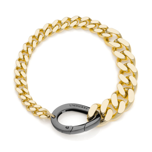 Unoaerre Bracciale catena grumetta e moschettone nero