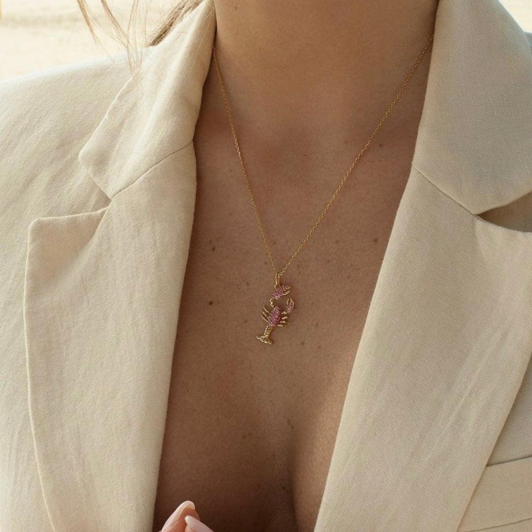 Lineargent collane con pendenti a forma di crostacei con zirconi