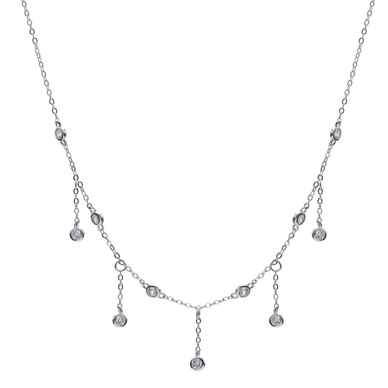 Lineargent Collana con ciondolo in argento con cascata di zirconi