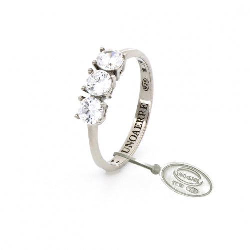 Unoaerre Anello Trilogy Mini in argento bianco