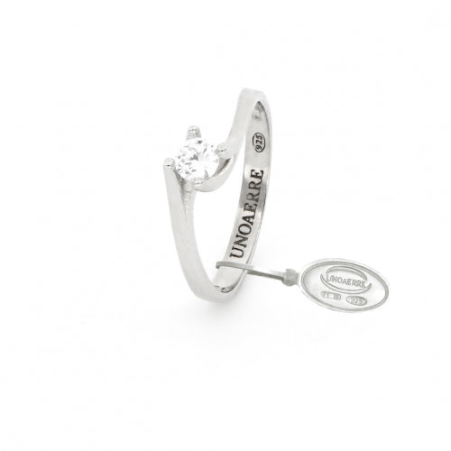Unoaerre Anello Solitario Mini in argento bianco