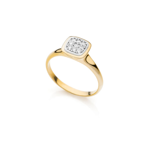 Unoaerre Anello in argento dorato con pavé