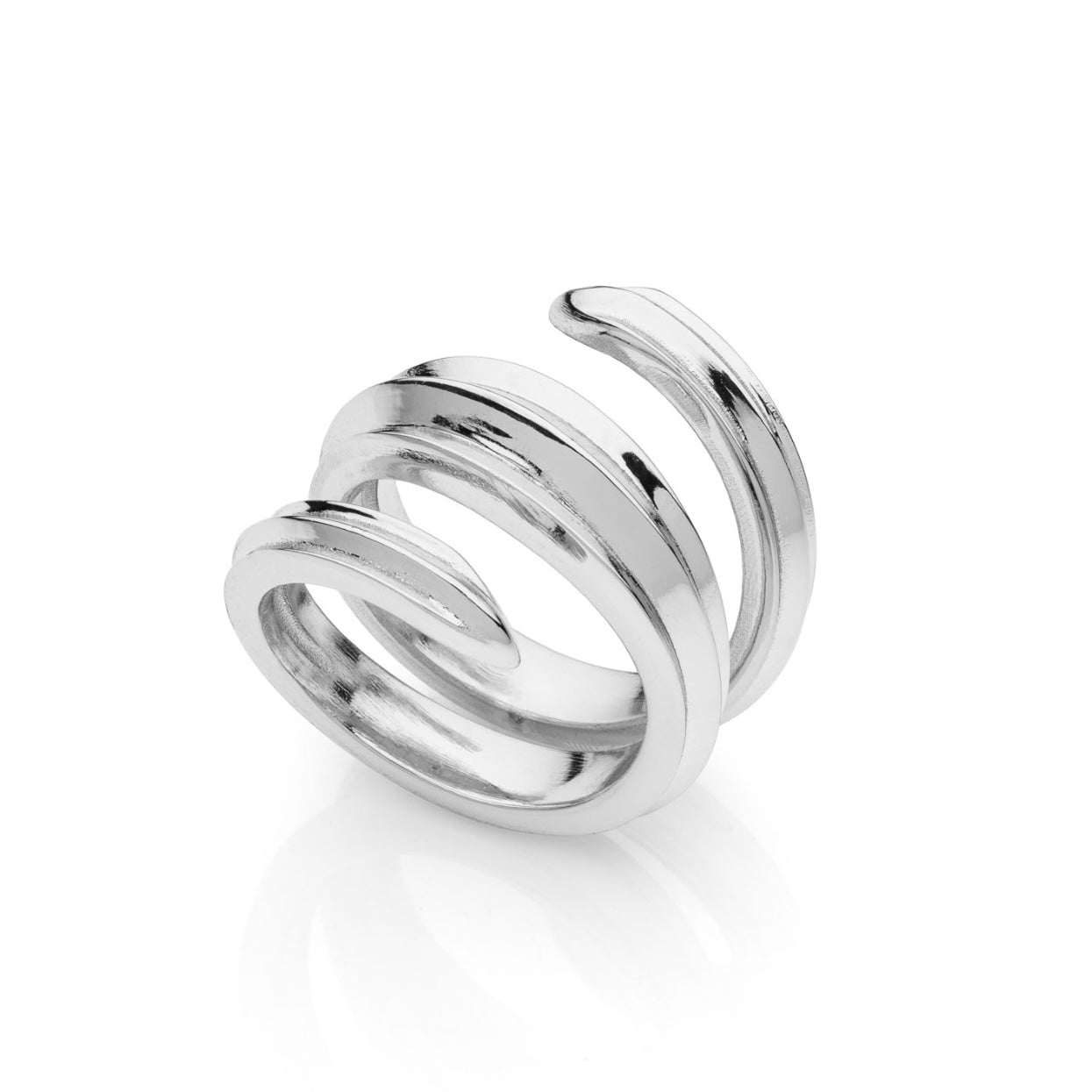 Anello argentato a spirale