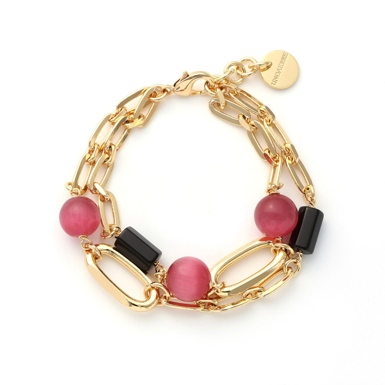 Unoaerre bracciale Gipsy con sfere rosa