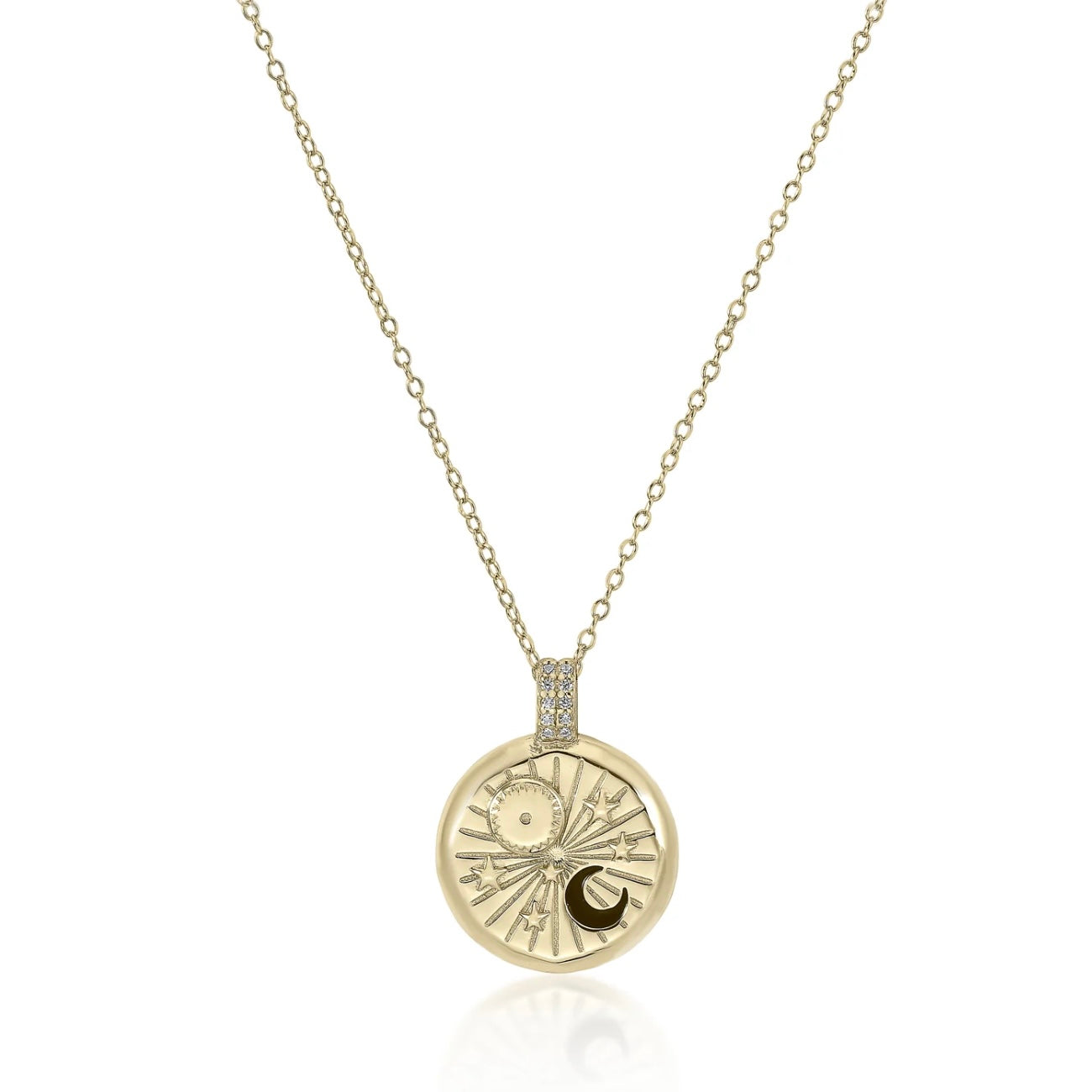 Lineargent collana medaglia design universo con dettaglio zirconi