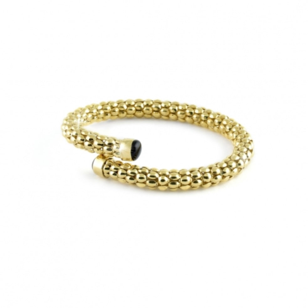 Bracciale bronzo dorato rigido borchie onice