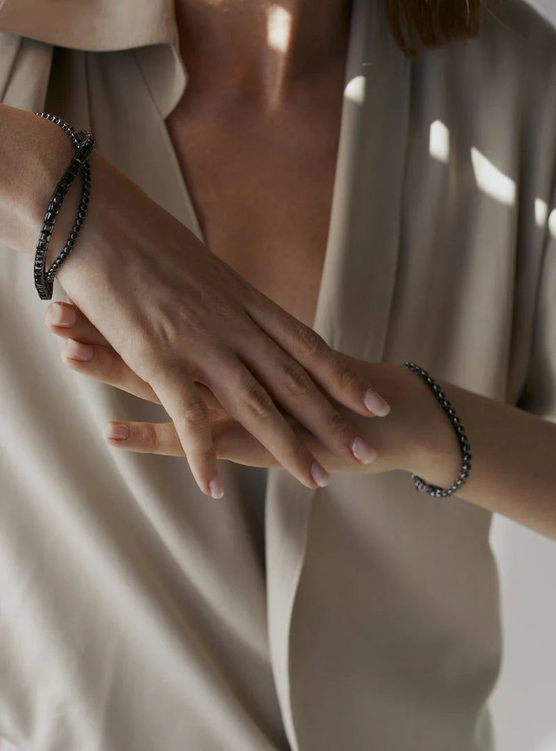 Lineargent bracciale RIVIERA con zirconi neri a cerchi
