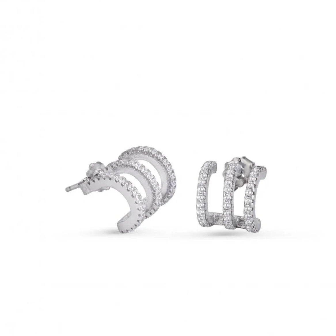 Lineargent orecchini originali con design curvo a binario e zirconi