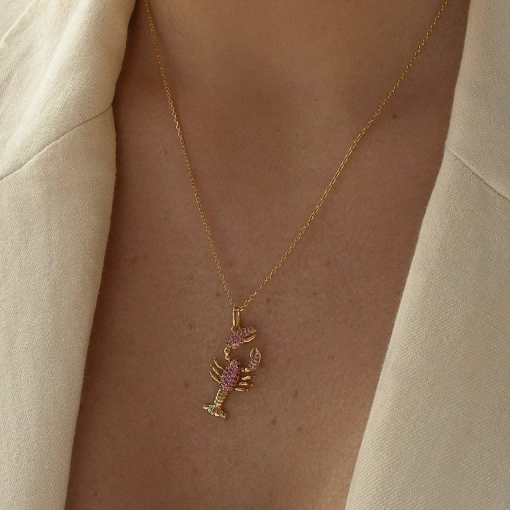 Lineargent collane con pendenti a forma di crostacei con zirconi