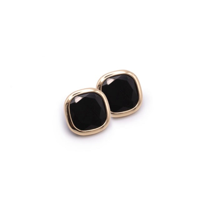 Aquaforte orecchini mignon quadrati neri 16x16mm