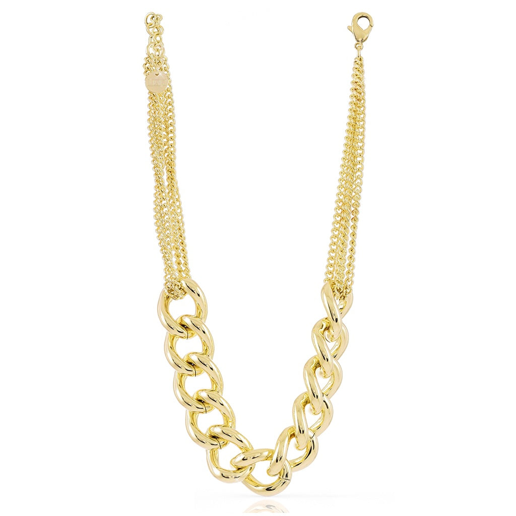 Collana catena fantasia in bronzo dorato