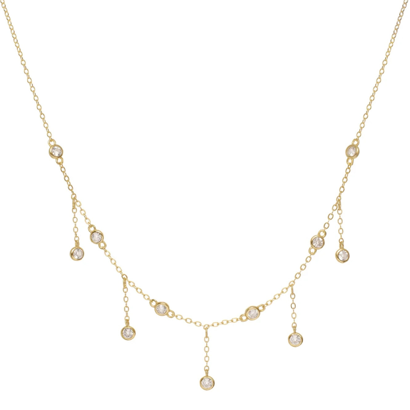 Lineargent collana con ciondolo in argento con motivo a cascata di zirconi placcati in oro