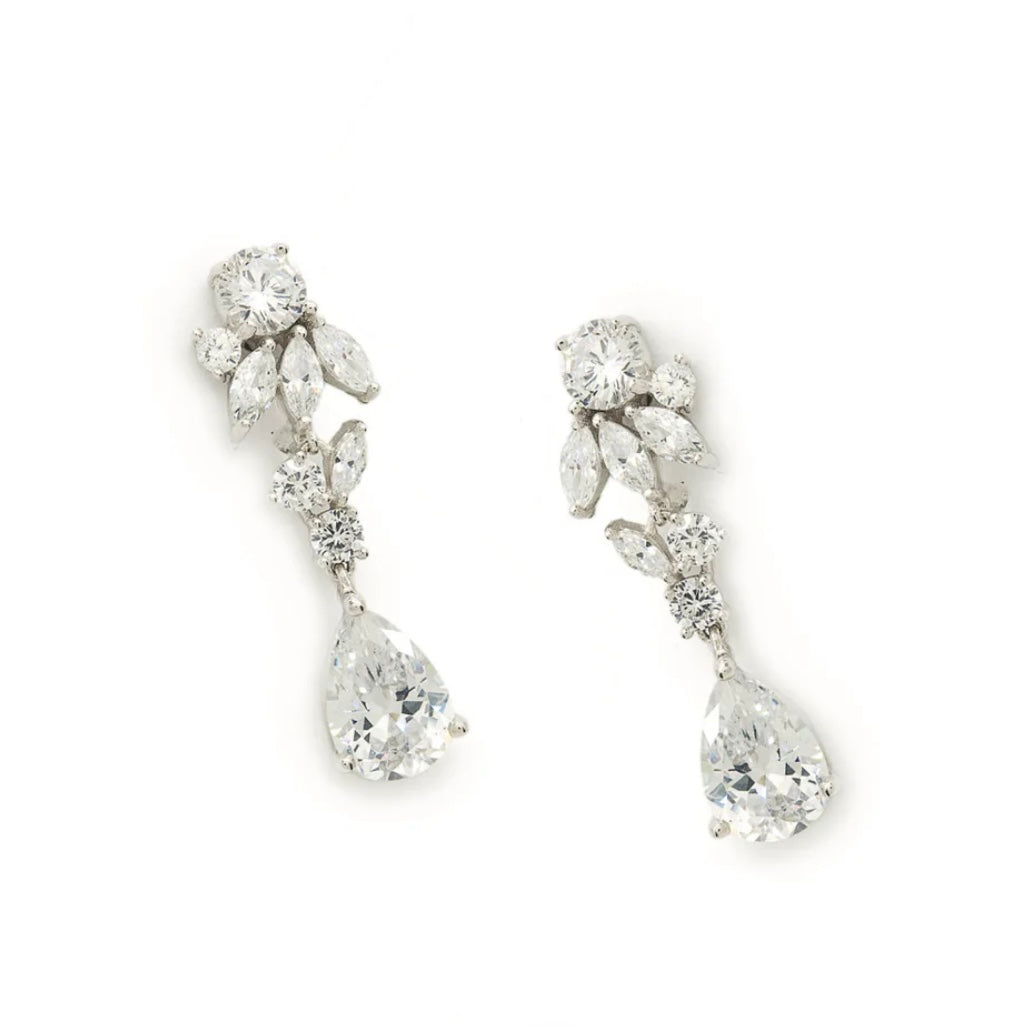 Lineargent orecchini pendenti design floreale con zirconit