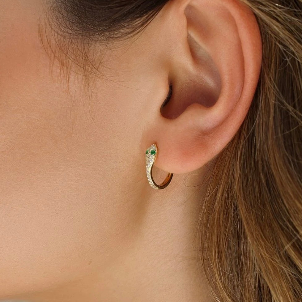 Lineargent orecchini originali in argento con silhouette di serpente e zirconi incastonati