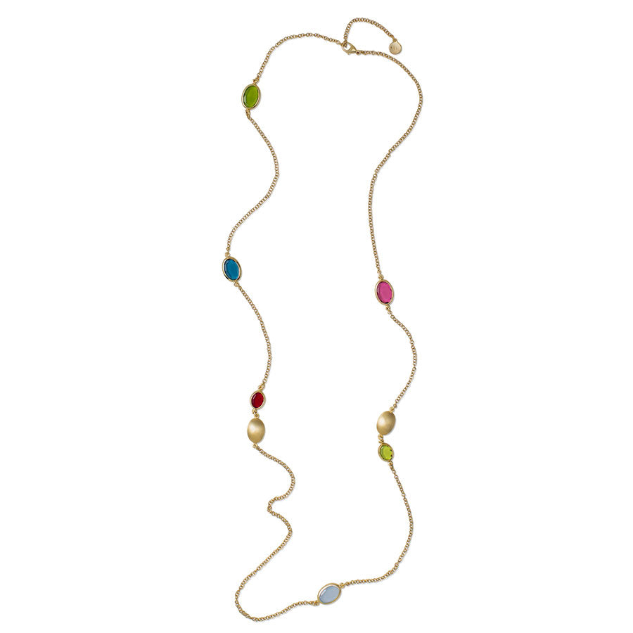Aquaforte Collana lunga Caramelle Ovali con paste vitree multicolore