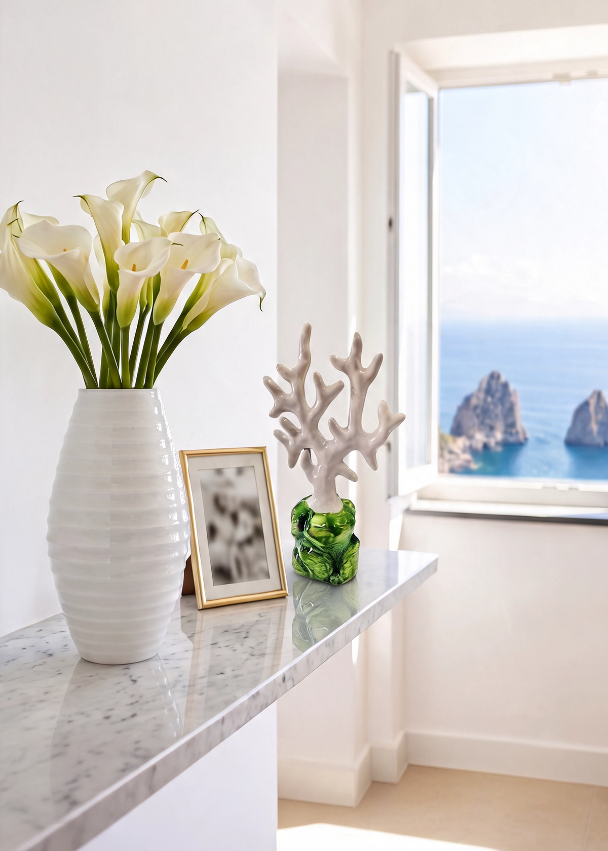 Vaso Alto h30 Portafiori con Decoro rigato