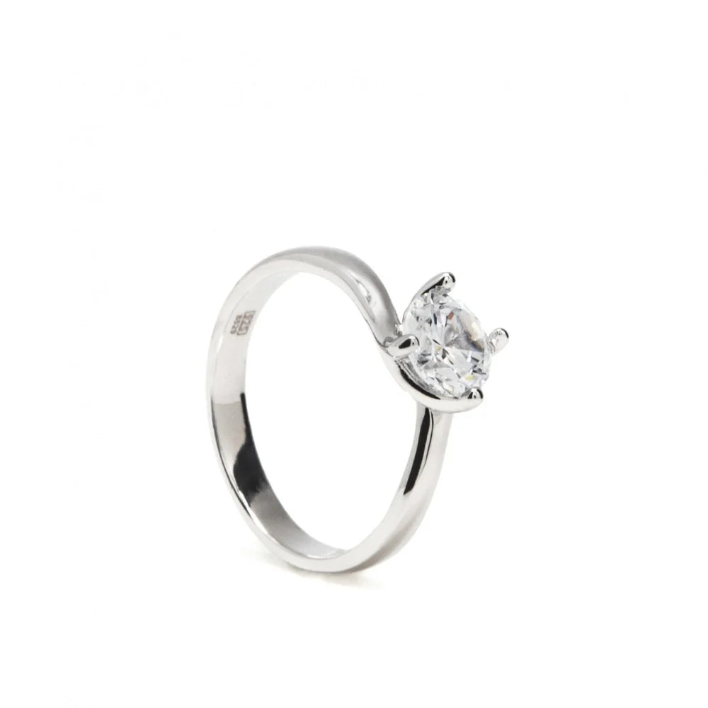 Lineargent Anello solitario con zircone