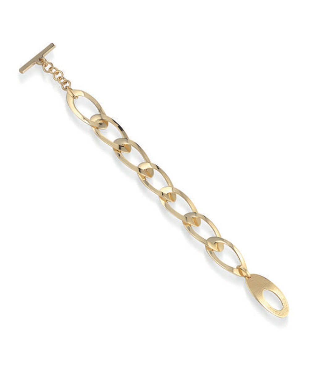 Gisel bracciale semi rigido in bronzo dorato con maglie agganciate lucide