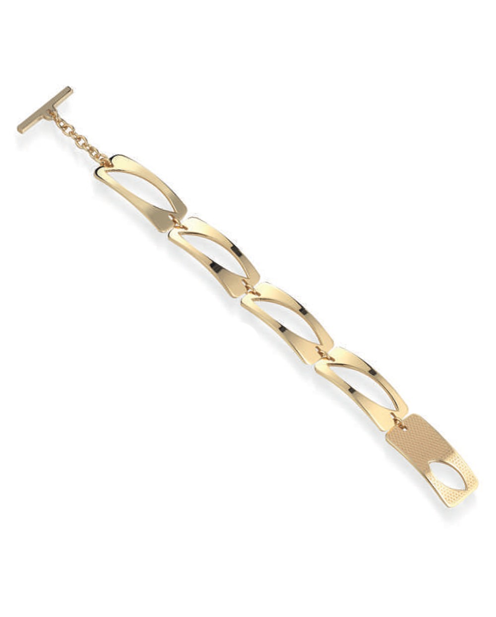 Gisel bracciale semi rigido in bronzo dorato con maglie agganciate lucide