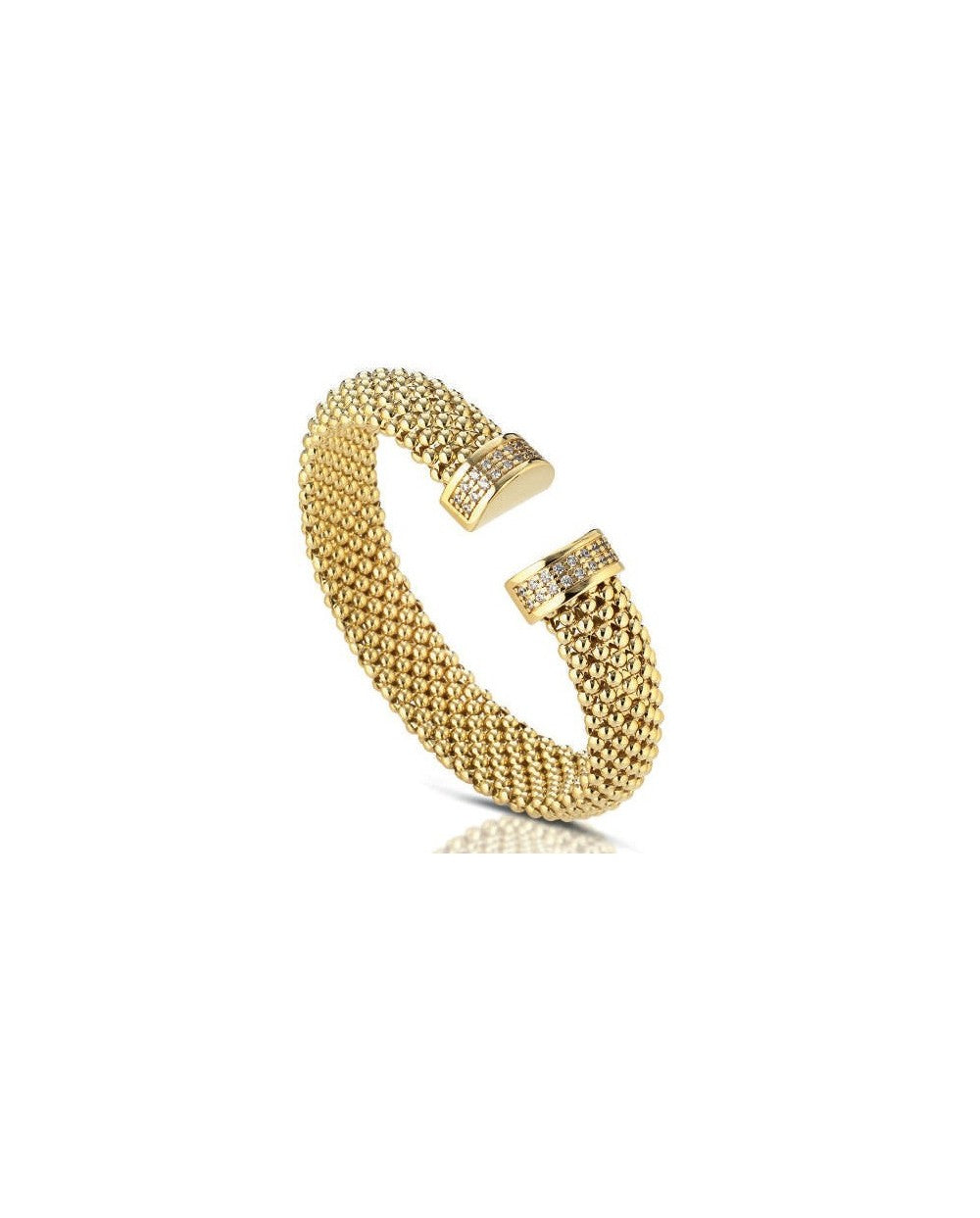 Gisel bracciale rigido in bronzo dorato con zirconi bianchi