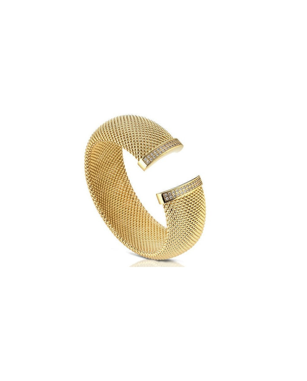 Gisel bracciale rigido in bronzo dorato con zirconi bianchi